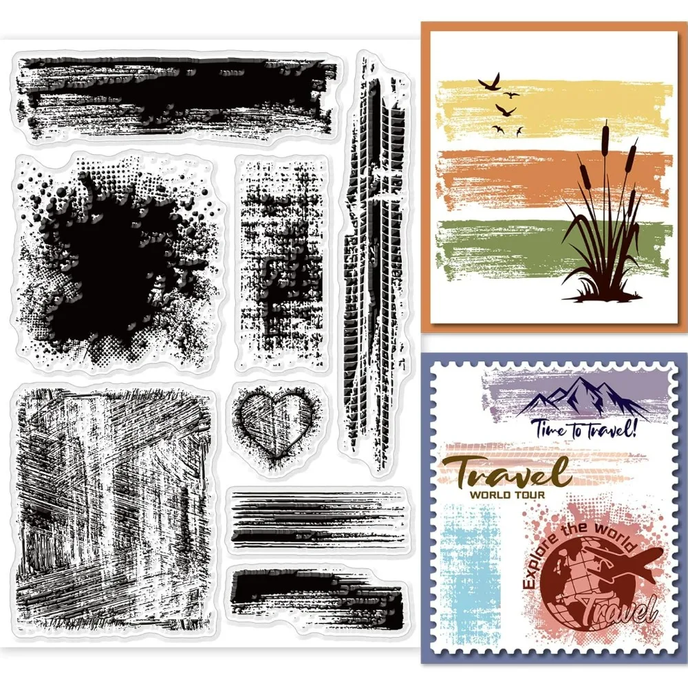 Clear Silicone Stamps For Card Making - Sellos transparentes de fondo manchado para