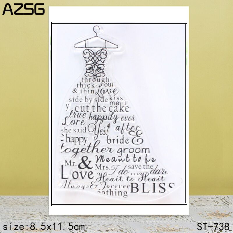 Clear Silicone Stamps For Card Making - AZSG-sellos transparentes para vestido de novia,